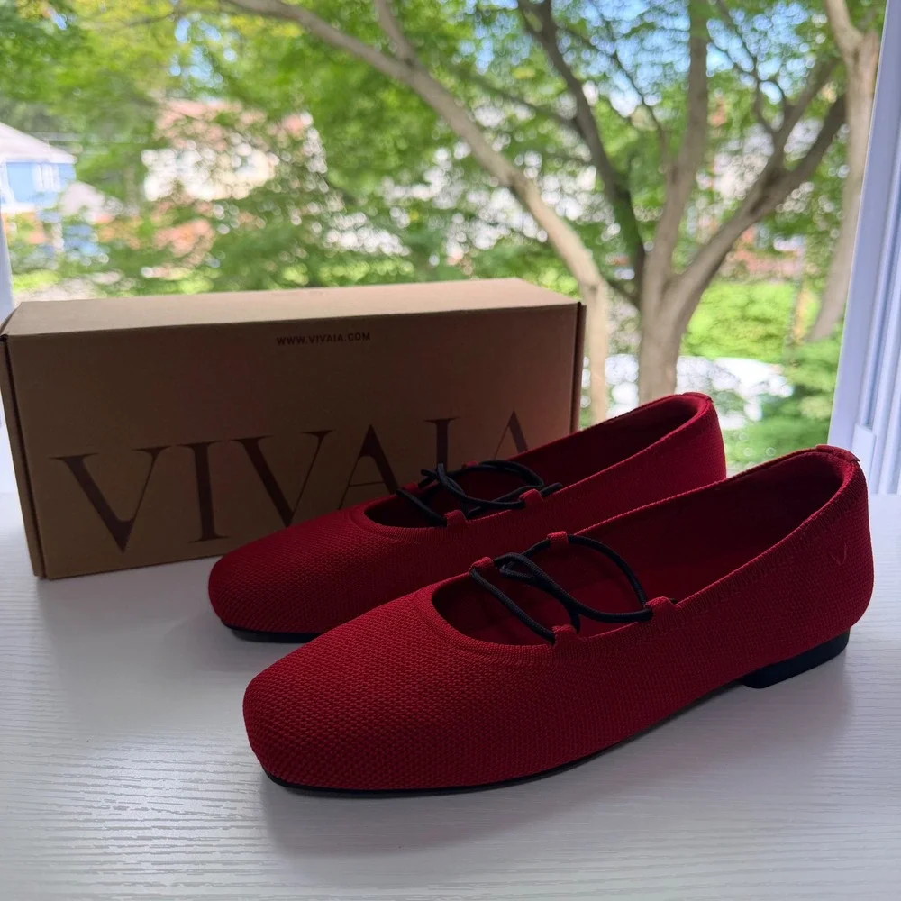 VIVAIA Miley Ruby Red Ballet Flats Women's US 6.5 / EU 37 NIB